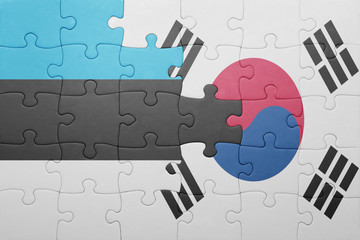 puzzle with the national flag of estonia and south korea