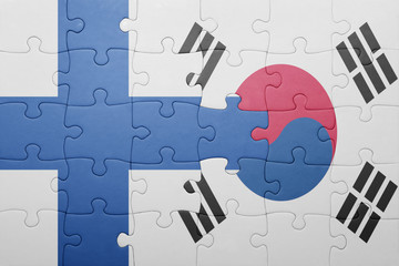 puzzle with the national flag of finland and south korea