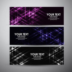 Vector banners set with abstract shining background. 