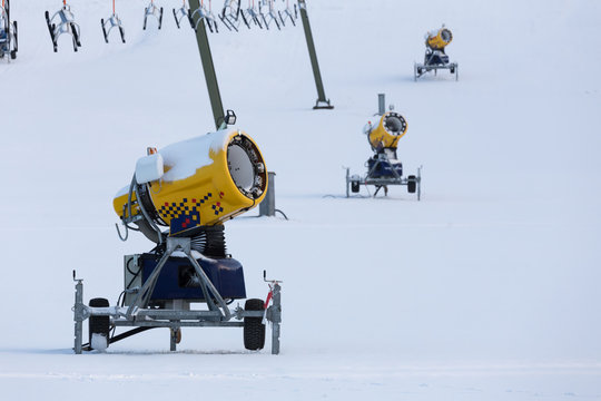 Snow canon in a ski resort