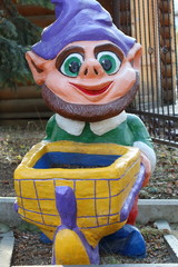 Cheerful gnome with a pushcart in Pyatigorsk, Russia