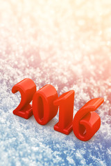 2016 New Year  Christmas Red Text On The Snow