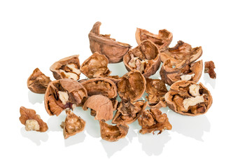 Scattered walnuts isolated