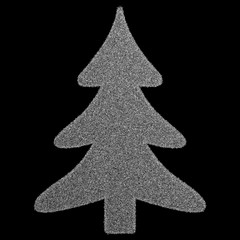 Christmas tree inscription consisting of snowflakes on a black background, Text formed a variety of snowflakes
