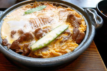 Winter classic cuisine of Japan, sukiyaki