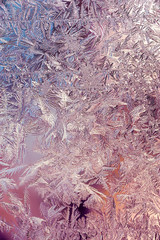 Beautiful Closeup Winter Colorful Background With Icy Frost Patterns