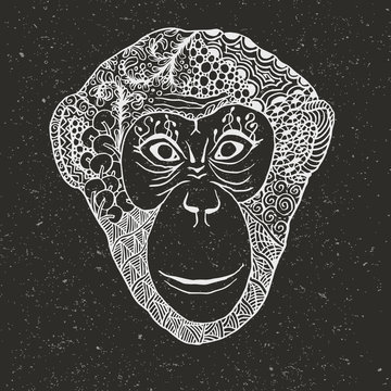 Monkey zentangle New Year 2016