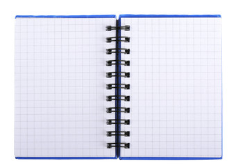 Isolated notebook with pages in a cage with a spiral