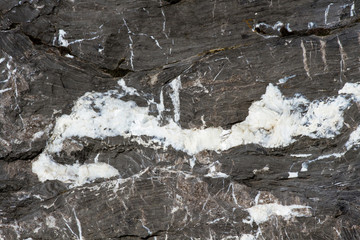 Textura de roca caliza gris con vetas o incrustaciones de cuarzo blanco