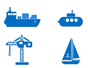 Obraz premium Transport maritime en 4 icônes
