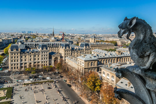 Notre Dame De Paris: Famous Stone Demons Gargoyle And Chimera.