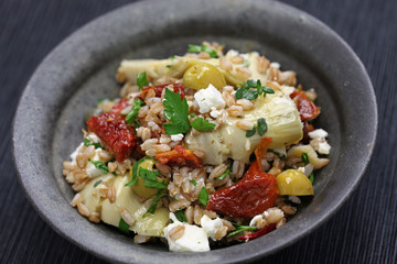 spelt salad, insalata di farro, italian cuisine