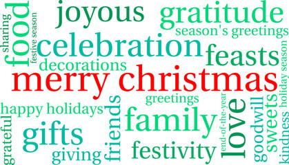 Obraz premium Merry Christmas word cloud on a white background. 
