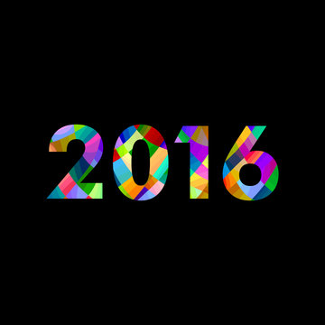 New year 2016 colorful text design on the black background