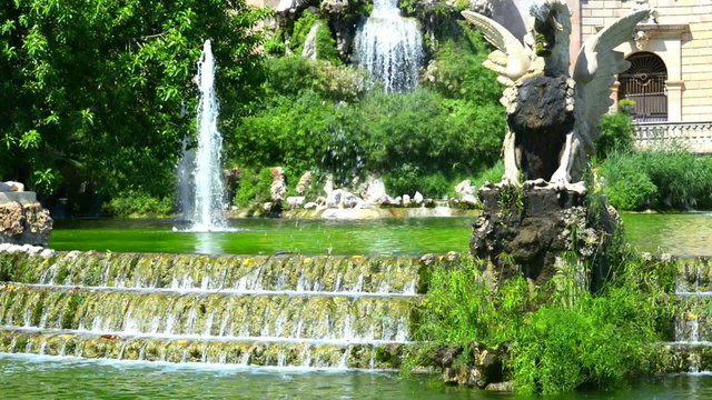 View from park de la ciutadella, barcelona, spain in summer day