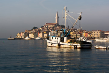 Fototapeta premium fishing boat in front of Rovinj, Croatia