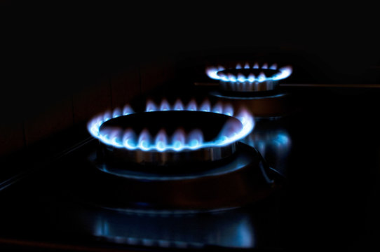 gas stove with blue fire