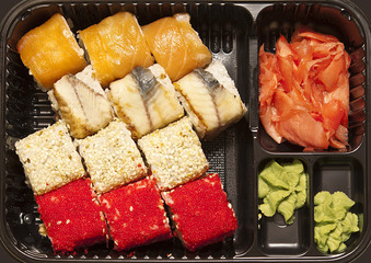 A set of sushi rolls
