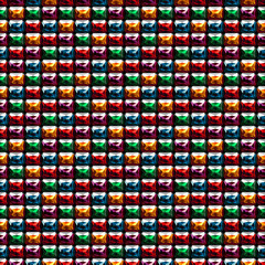 Seamless vector pattern. Abstract symmetrical background with little colorful gems