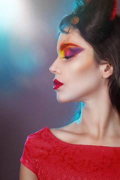 portrait of a girl with creative make-up.