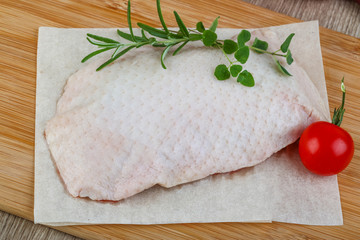Raw duck breast