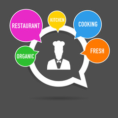  cooking icon with speech bubble pointer illustration