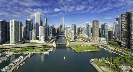 Keuken spatwand met foto City of Chicago Skyline aerial view © marchello74