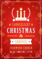 Christmas Candlelight Service Church Invitation. 