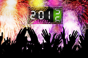 Crowd people hands celebrate new year of 2016 © Creativa Images