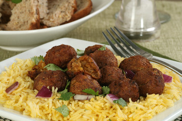 baked falafels and rice