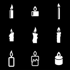Vector white candles icon set. Сandles Icon Object, Сandles Icon Picture, Сandles Icon Image - stock vector