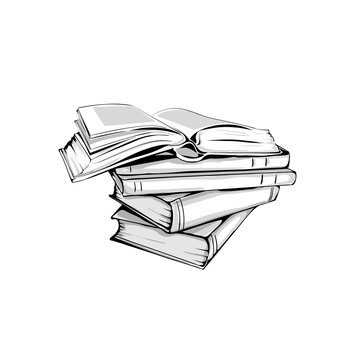 sketch of a stack  books