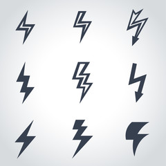 Vector black lightning icon set. Lightning Icon Object, Lightning Icon Picture, Lightning Icon Image - stock vector