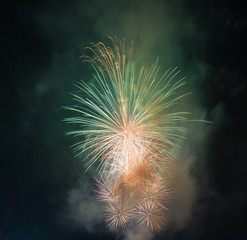 Firework streaks in the night sky 