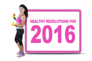 Obraz premium Healthy woman with resolution for 2016