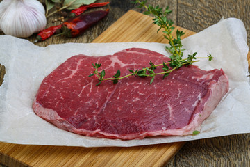 Raw beef steak
