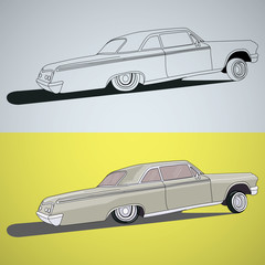 Vintage low rider logo, badge, sign, emblems, sticers and elements design. Pop art classic and retro old car - 98023604