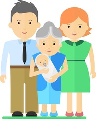 family with baby and grandmother