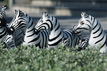 Zebra sculptures.