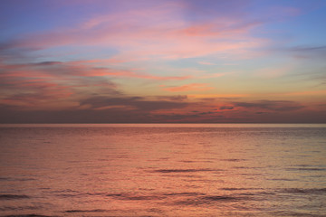 Calm sea during the amazing sunset.