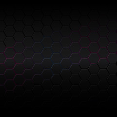 Black background of hexagonal mosaic. Color background in the ce