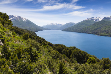 Fototapeta na wymiar trees, lake and mountains