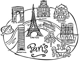 Illustrated Map of Paris, France