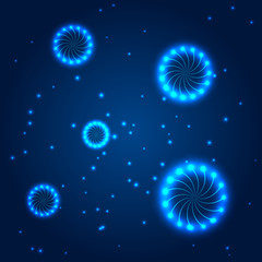 Circle of stars. Blue Abstract background.