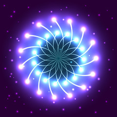 abstract violet star with shining light rays