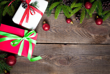 Christmas gift with ribbon