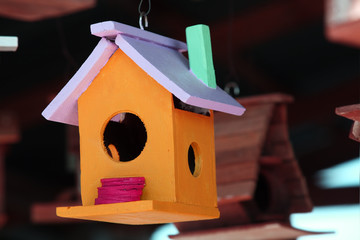 Obraz na płótnie Canvas colorful wooden birdhouse.