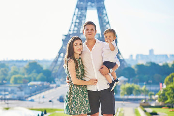 Happy family enjoying their vacation in Paris, France