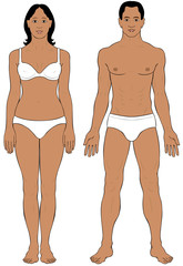 Black ethnic Man and Woman body illustration