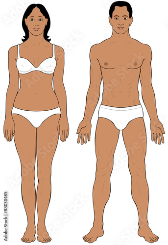 Black Ethnic Man And Woman Body Illustration Stock Image